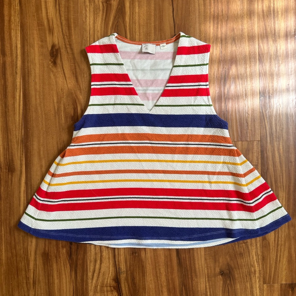 Anthropologie Postmark Striped Tank Top V Neck Shirt Size Small